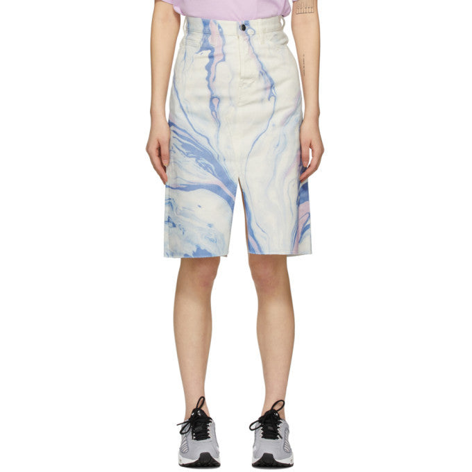 Aries Marble Print Denim Skirt