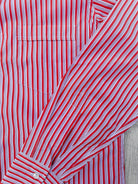 Drake's Red White Cotton Poplin Striped Shirt - House Of Huntington