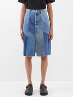 Re/Done Patchwork Denim Midi Skirt
