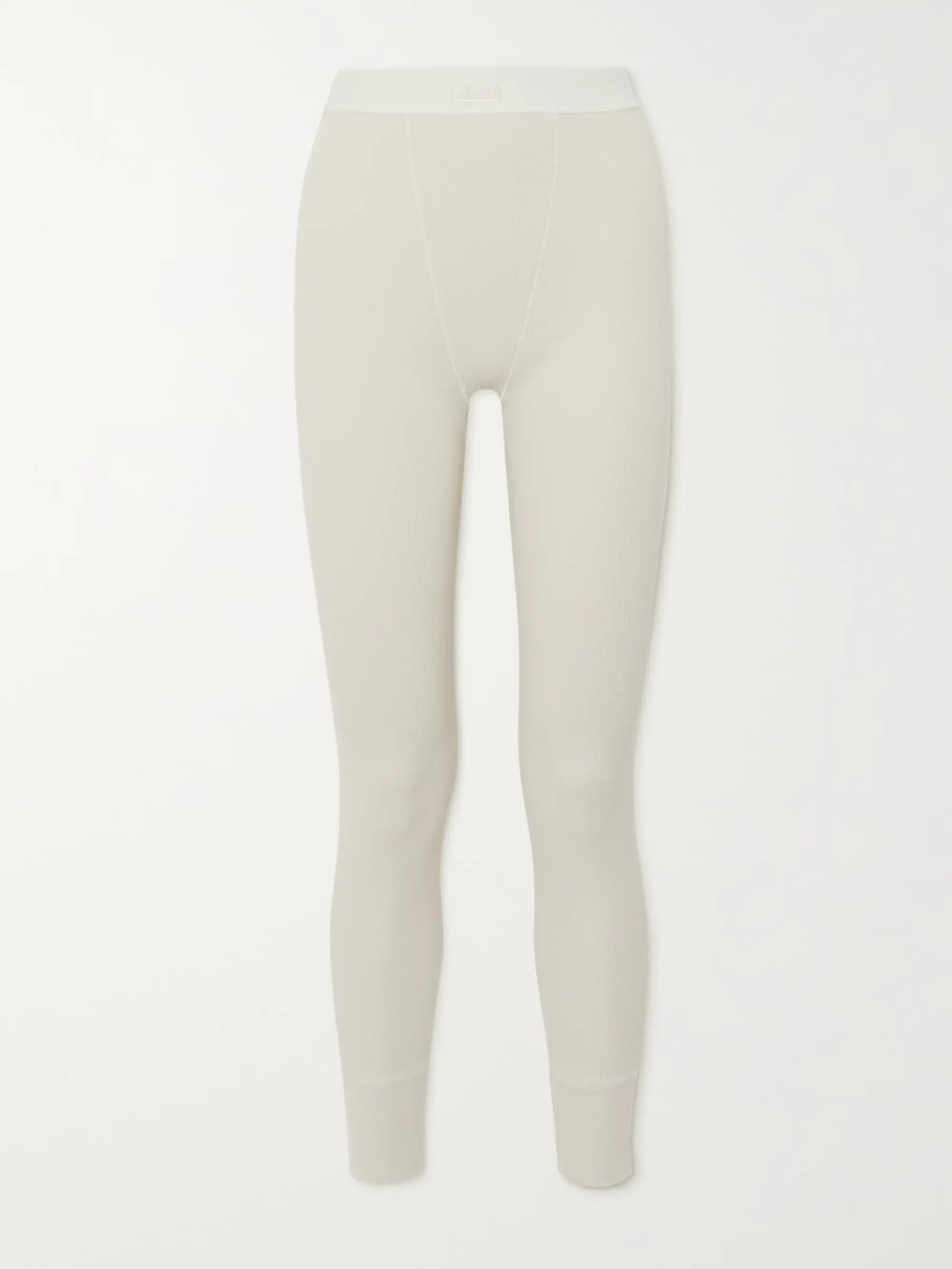 Skims Cream White Ribbed Thermal Leggings