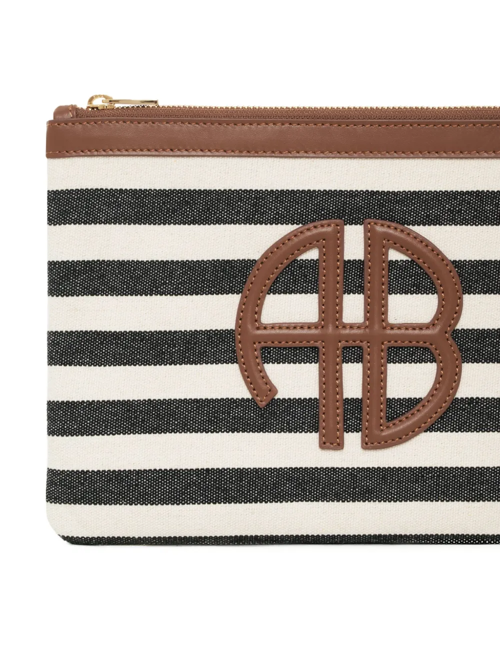 Anine Bing Striped AB Monogram Logo Lili Pouch Clutch