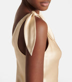 Gabriela Hearst Bow Tie-Up Strap Silk Satin Champagne Arrow Top