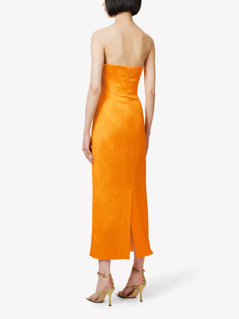 TOVE Lara Golden Yellow Twist Woven Midi Gown - House Of Huntington