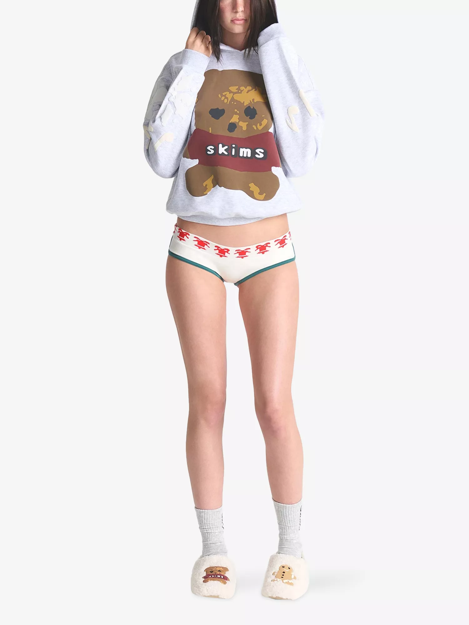 SKIMS x Cactus Plant Flea Market Logo Teddy Bear Cotton Hoodie