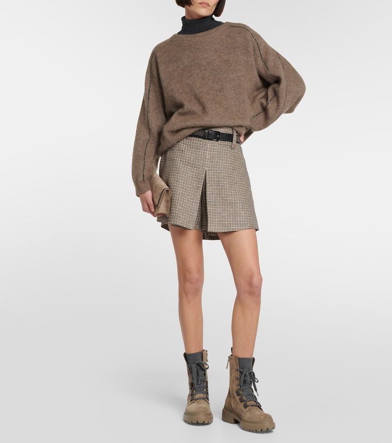 Brunello Cucinelli Houndstooth Check Print Skort