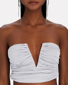 GAUGE81 Sesis Strapless Ruched Jersey Silver Top - House Of Huntington