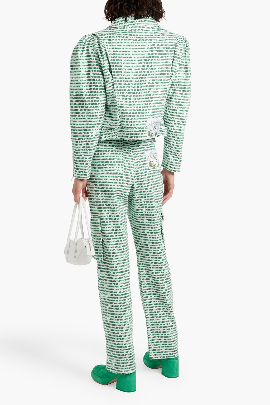 Shrimps Anette Good Luck Printed Patch Logo Cargo Green Trousers