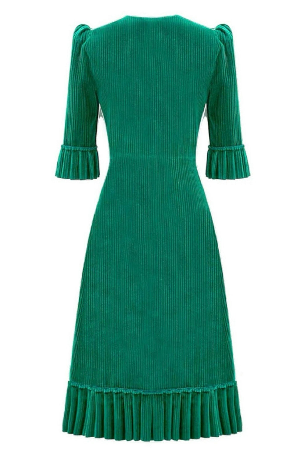 The Vampire's Wife Emerald Green Festival Jumbo Cord Day Length Dress - House Of Huntington