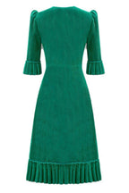The Vampire's Wife Emerald Green Festival Jumbo Cord Day Length Dress - House Of Huntington