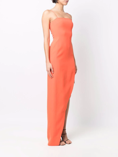 David Koma Orange Lace-up Side-slit Crepe Gown - House Of Huntington