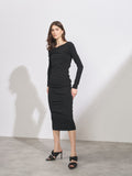 Raey Black Ruched Low-Back Jersey Bodycon Dress - House Of Huntington