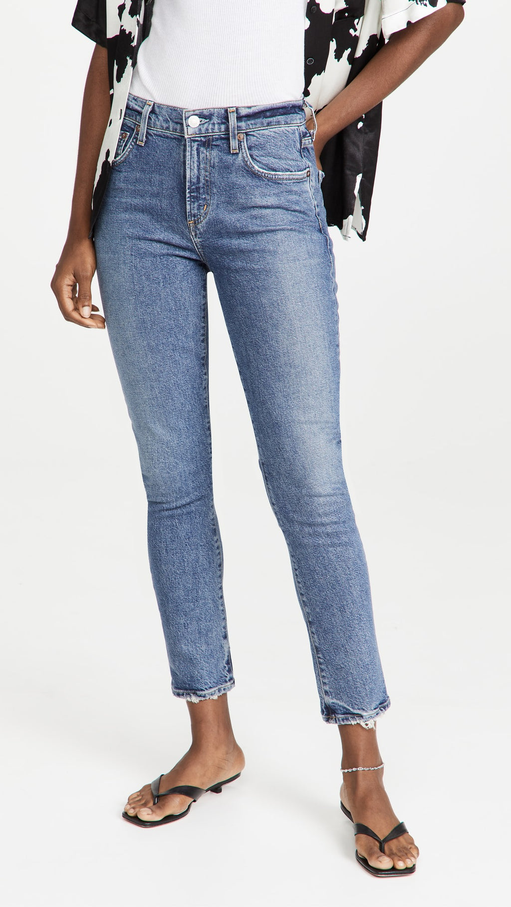 Agolde Toni Mid Rise Slim Leg Blue Denim Jeans