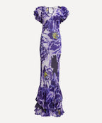 Rat and Boa Lucille Blue Iris Orchid Ruffle Maxi Dress