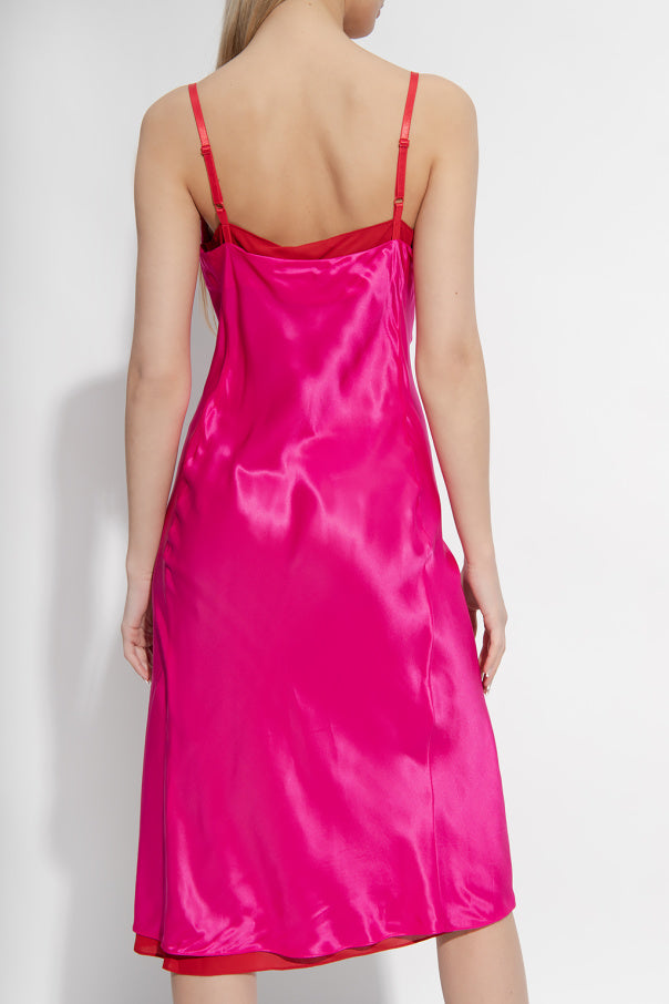 Acne Studios Dasa Pink Red Satin Slip Dress