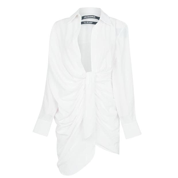 JACQUEMUS La Robe Bahia Woven Mini vestido blanco