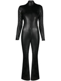 Wolford Black Mighty 80s Vegan Leather Jumpsuit