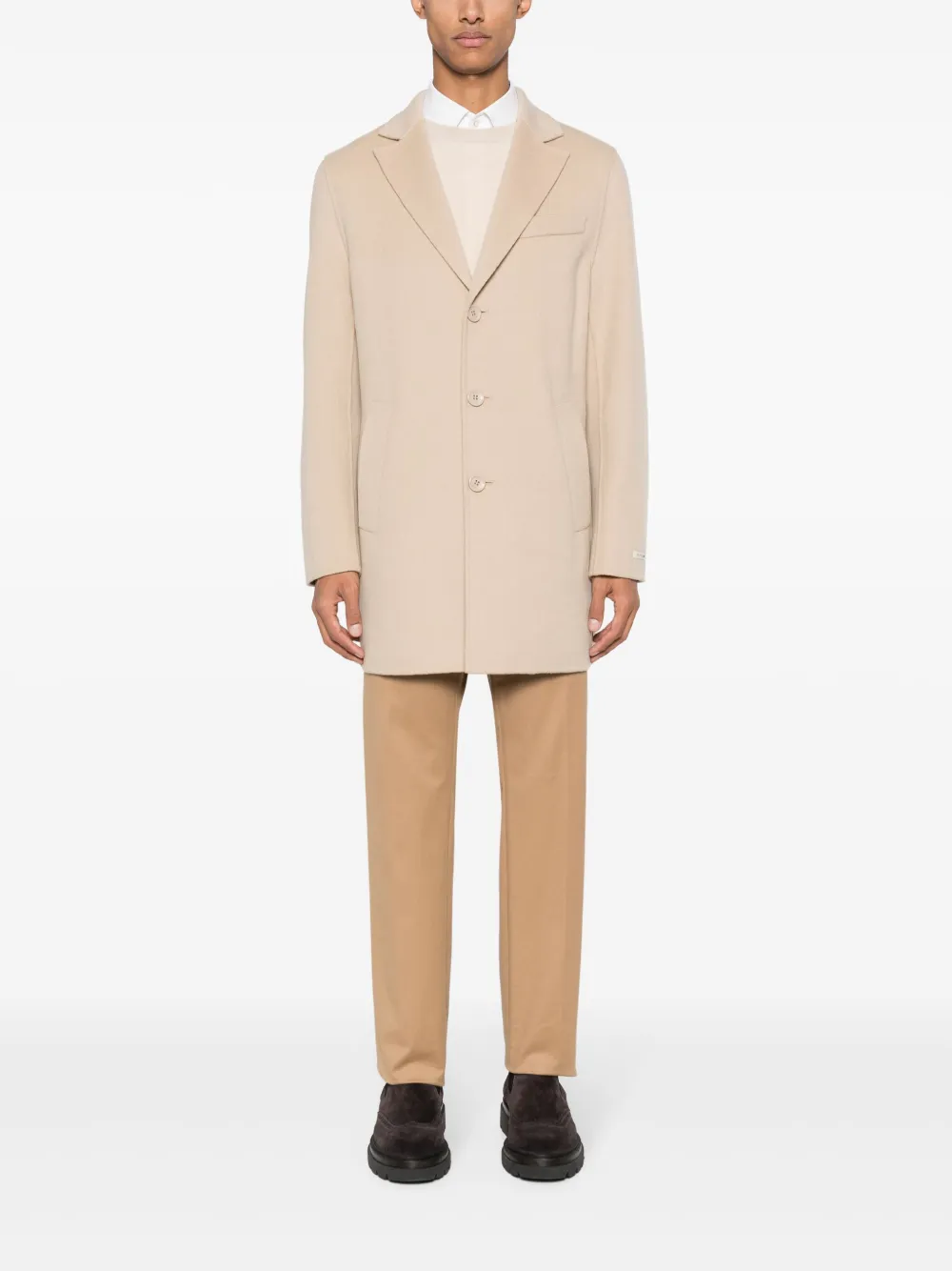 Paltò Mens Cream Geraldo Single Breasted Coat