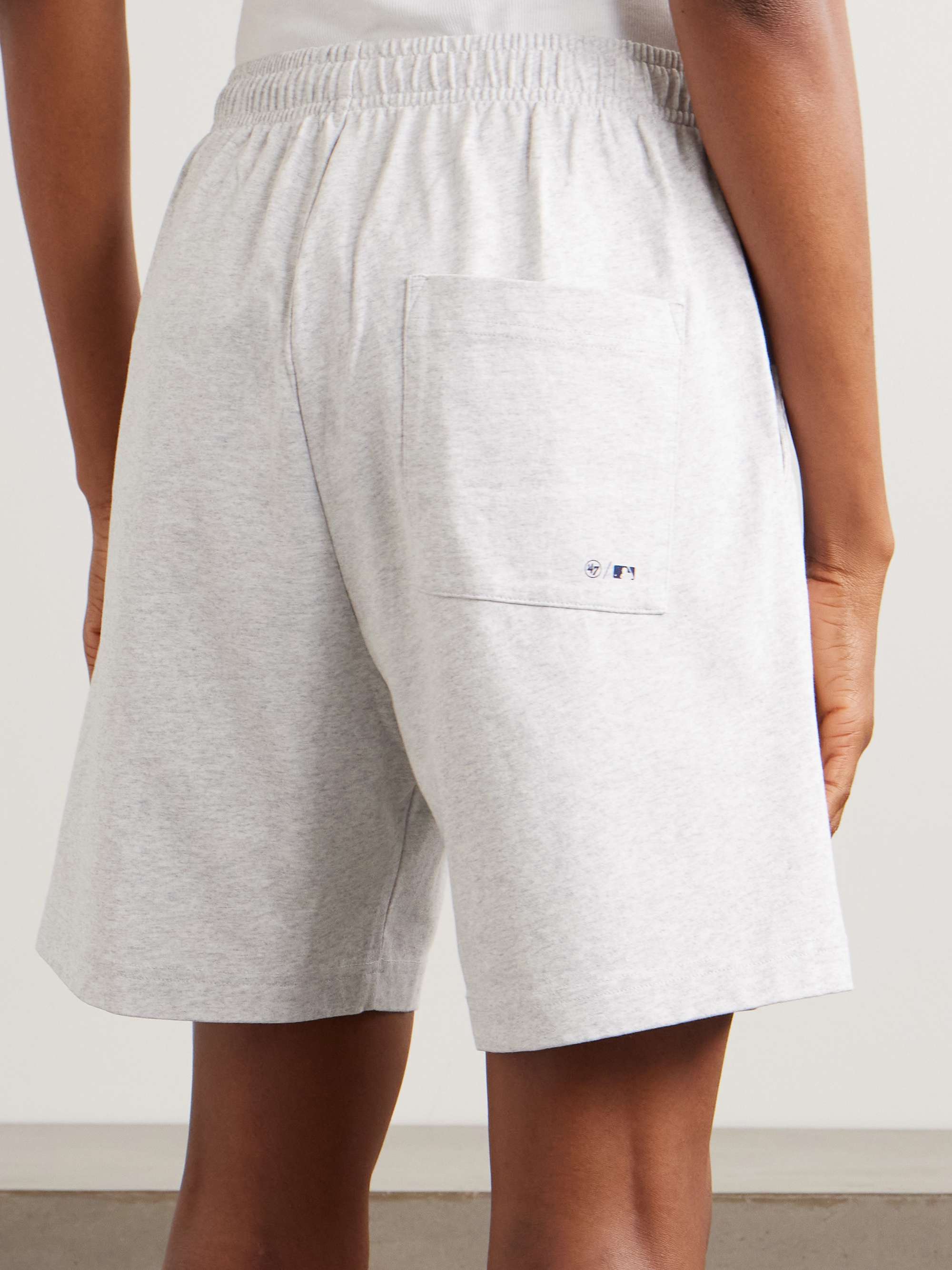 Sporty & Rich New York Yankees Gym Print Cotton Relaxed Shorts