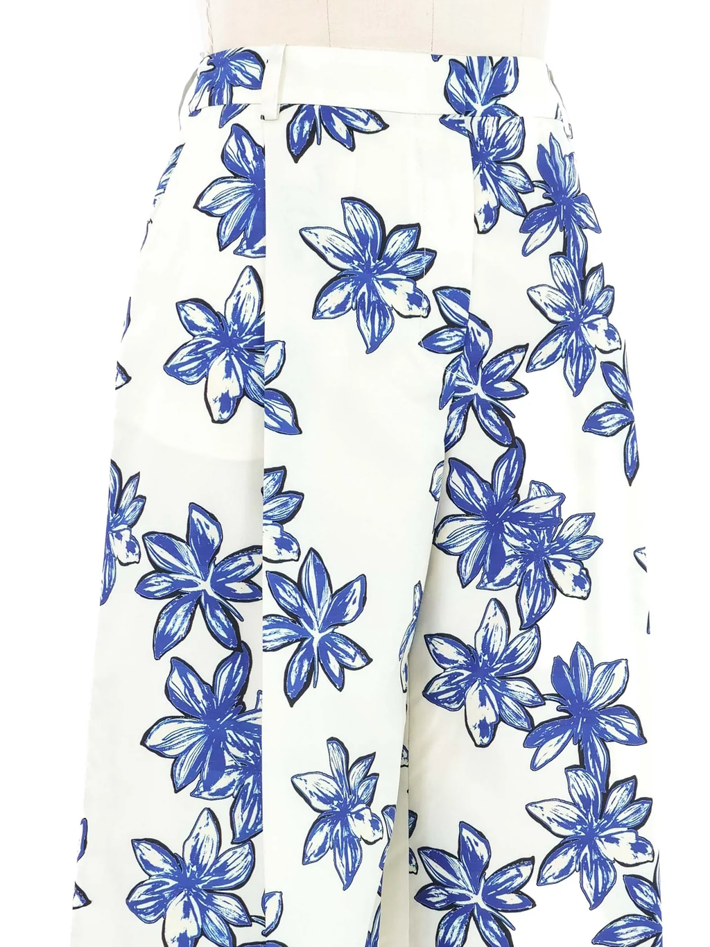 Nina Ricci Blue Floral Print Long Culottes Shorts