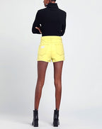 Ganni Yellow Denim Logo Shorts