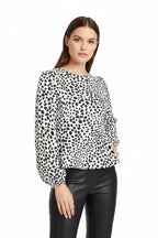 Rixo London Elyse Animal Print Long Sleeve Blouse