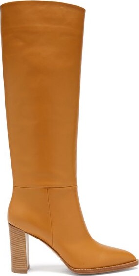Gianvito Rossi Kerolyn 85 Tan Brown Knee Leather High Heel Boots