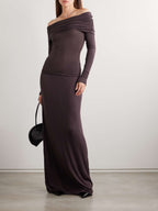 Skims Brown Sheer Modal Long Skirt