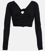Jacquemus Soli Wool Cropped Black Button-Up Cardigan