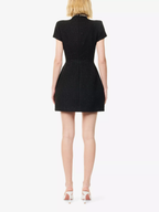 Nadine Merabi Black Tweed Simone Round-Neck Knitted Mini Dress