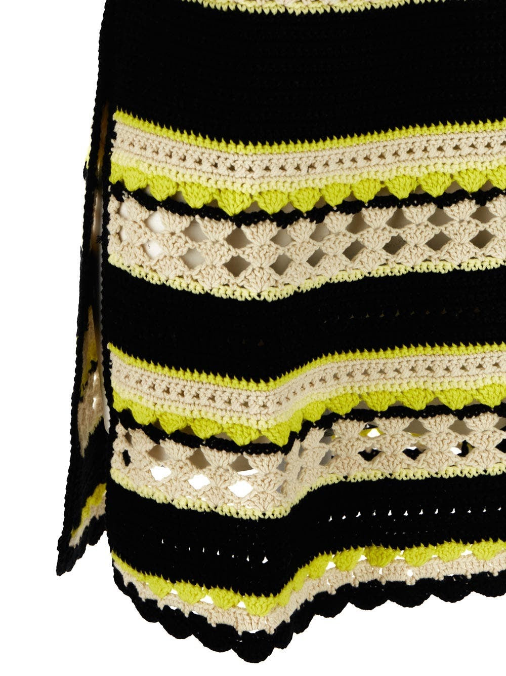 Ganni Logo Crochet Striped Strappy Mini Dress