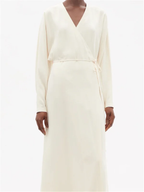 RAEY Cream Dolman-Sleeve Side-Split Wrap Dress - House Of Huntington