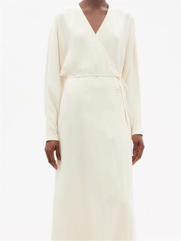 RAEY Cream Dolman-Sleeve Side-Split Wrap Dress - House Of Huntington
