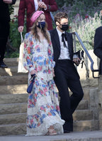 The Vampire's Wife Navy Blue Silk Ruffle Trim Face Mask - House Of Huntington