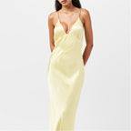 Bardot Yellow Capri Slinky Diamante Strap Slip Dress