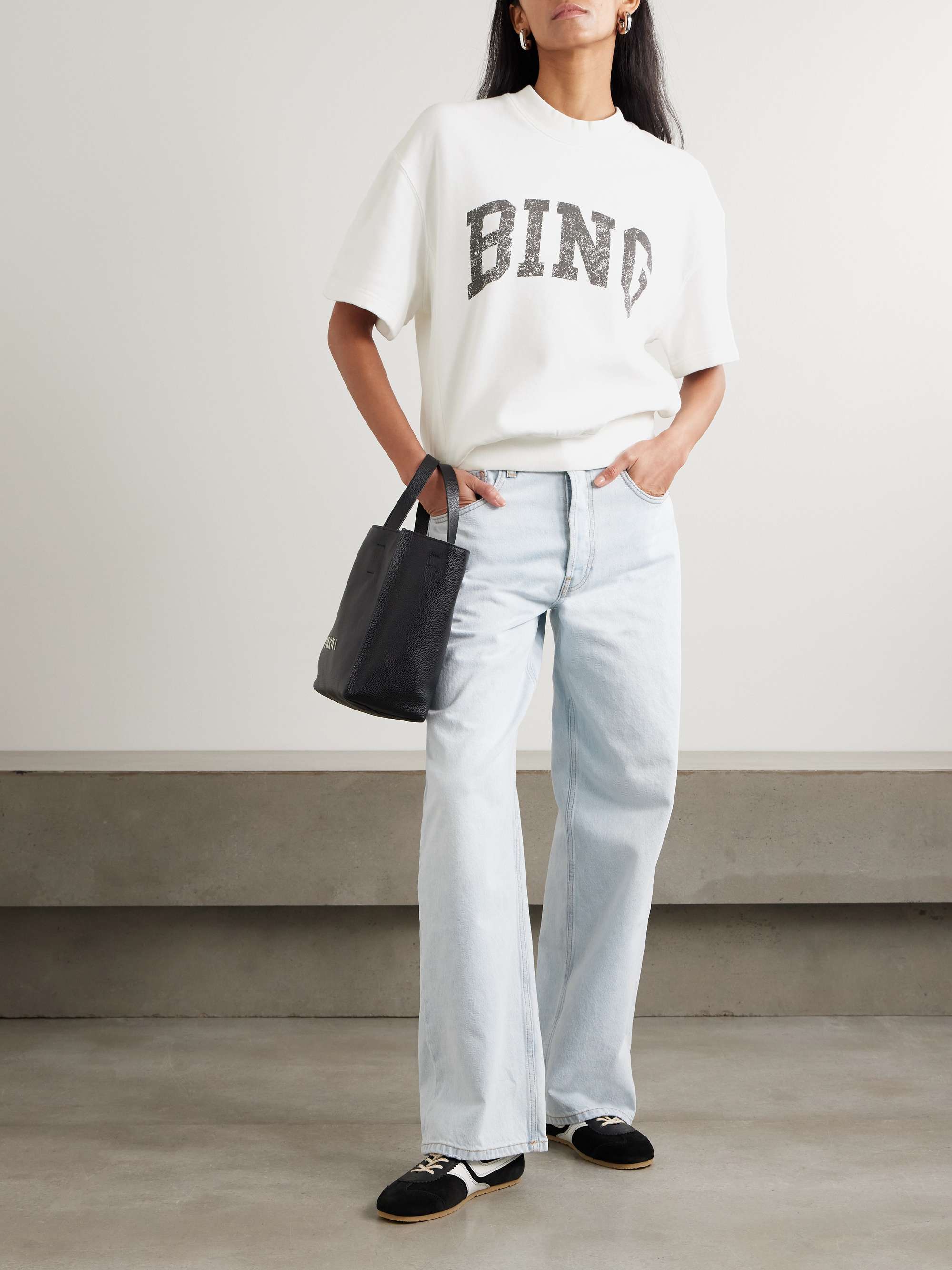 Anine Bing Jay Printed Cotton Short Sleeve Sweatshirt