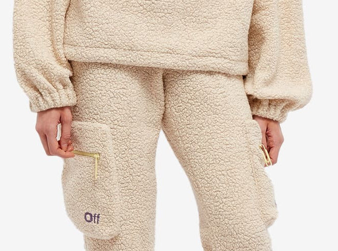 Off-White Beige Teddy Bounce Cropped Joggers