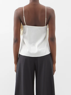 ASHLYN Bonnie Ruffle Front Strappy Ivory Crepe Top - House Of Huntington