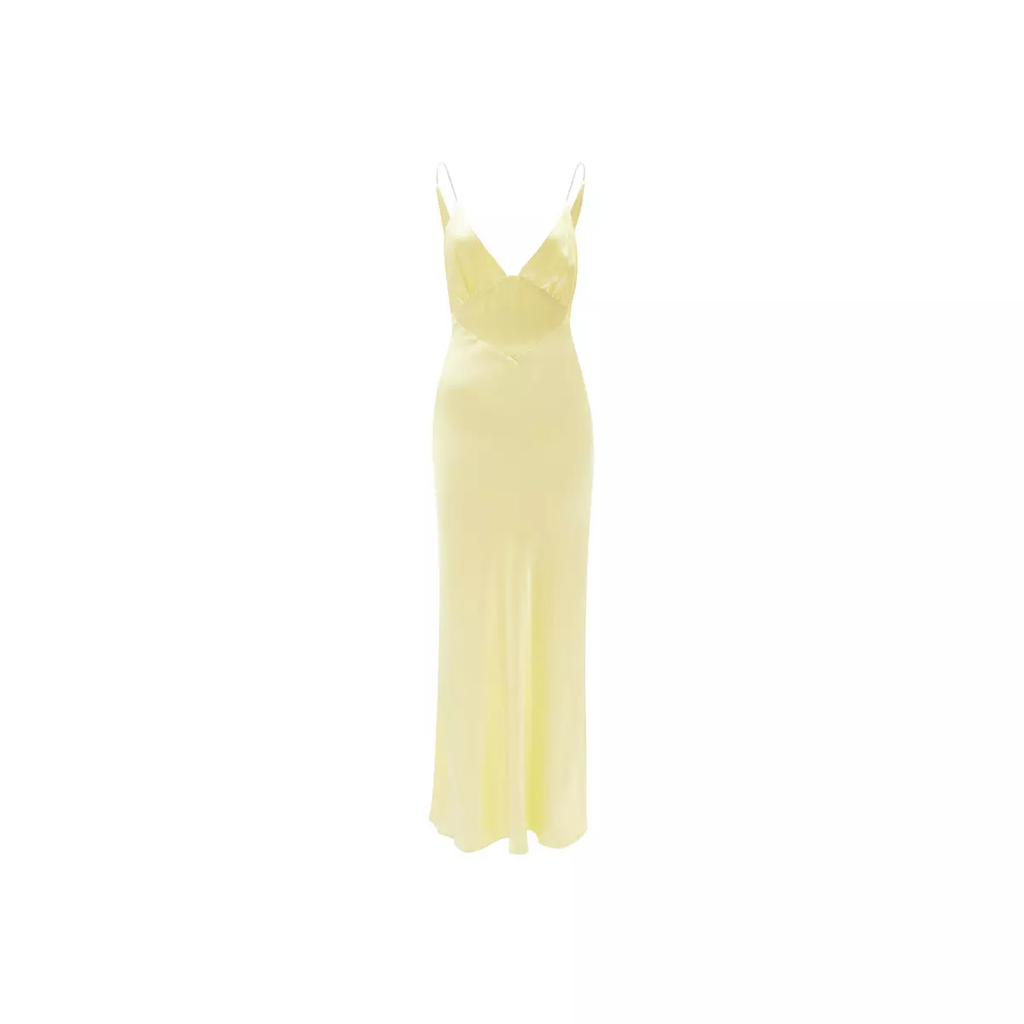 Bardot Yellow Capri Slinky Diamante Strap Slip Dress