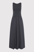 St Agni Grey Poplin Bateau Cut Out Dress