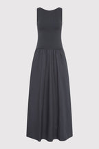 St Agni Grey Poplin Bateau Cut Out Dress