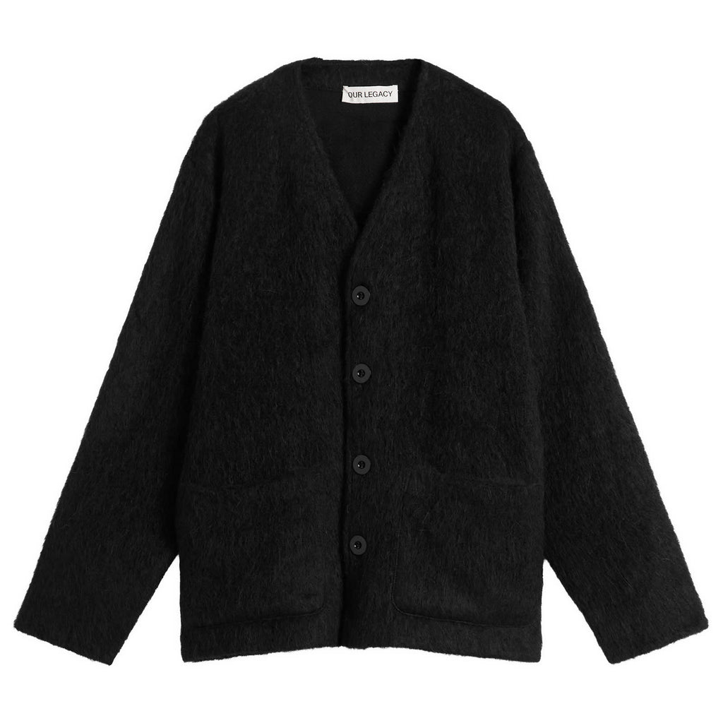 Our Legacy Schwarze Mohair-Strickjacke mit Knöpfen