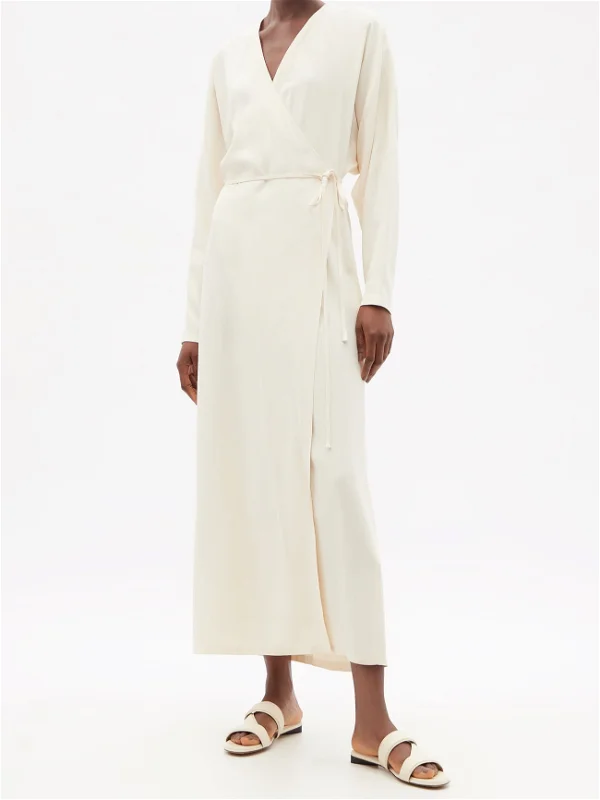 RAEY Cream Dolman-Sleeve Side-Split Wrap Dress - House Of Huntington