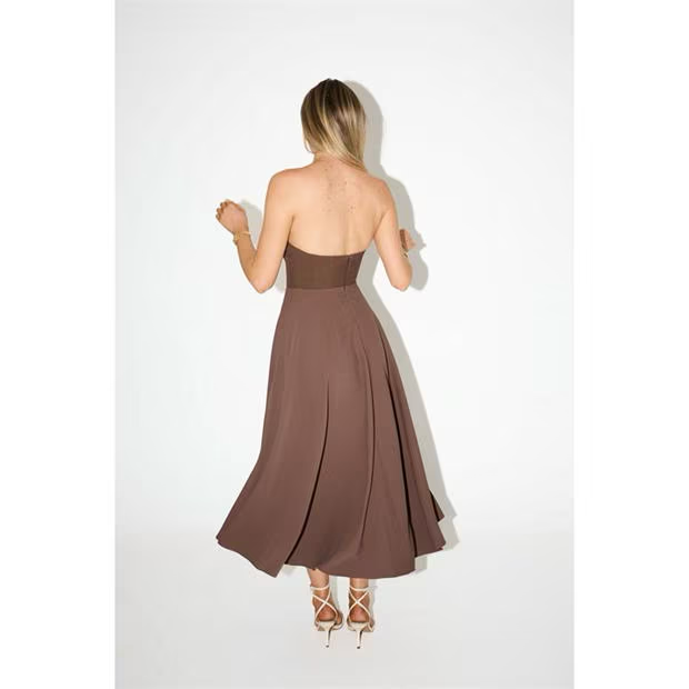 odd muse brown midi dress Square Neck Midi Dress Odd Muse