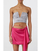 GAUGE81 Sesis Strapless Ruched Jersey Silver Top - House Of Huntington