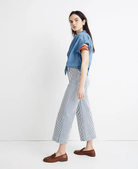 Madewell Emmett Wide-Leg Crop Pants Trousers in Herringbone Railroad Stripe - House Of Huntington