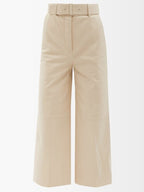 Joseph Nappa Leather Chai Taja High Waist Belted Wide Leg Crop Trousers - House Of Huntington