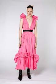 ROKSANDA Pink Eniola Taffeta Ruffled Satin Midi Dress - House Of Huntington