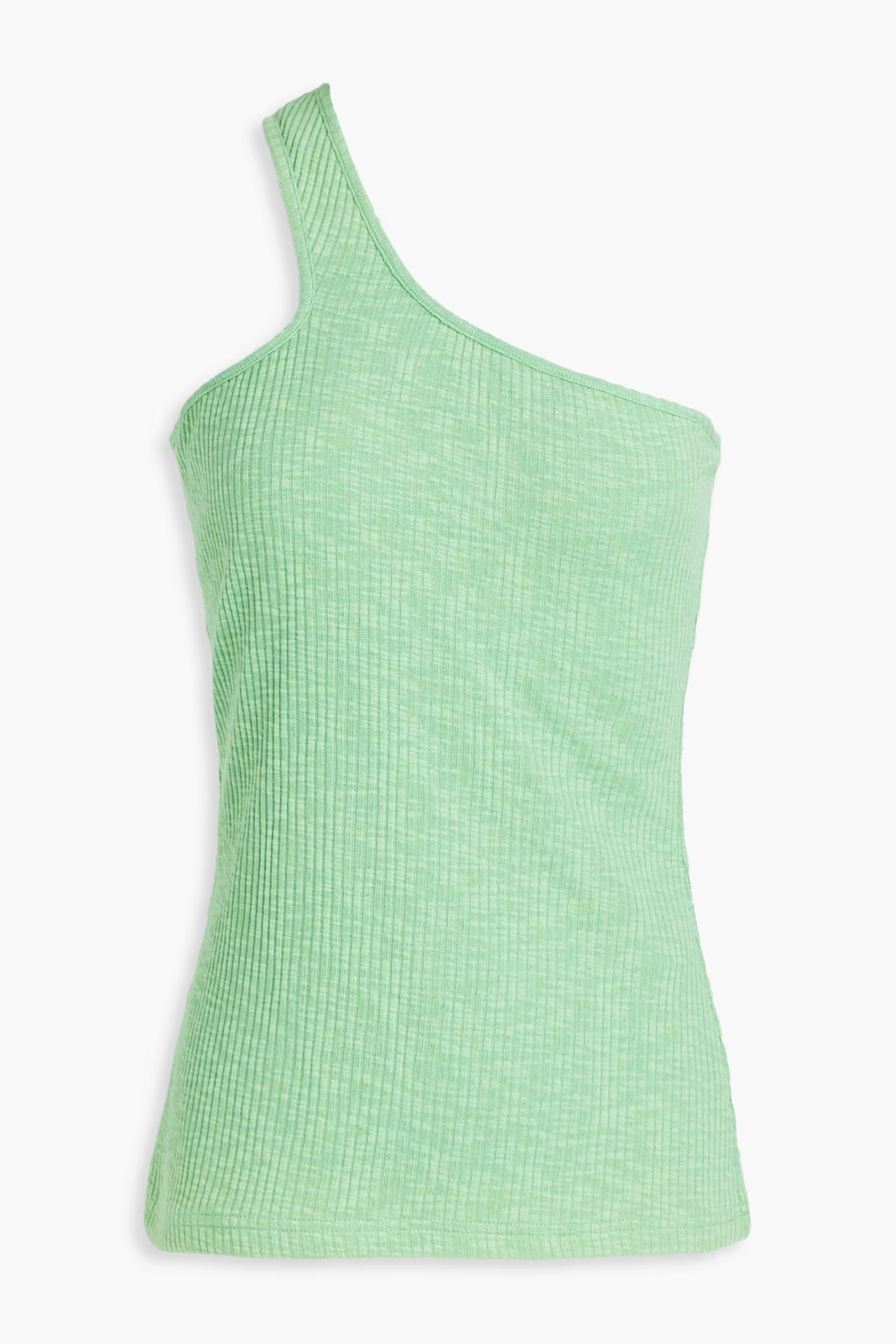 Rejina Pyo Green Nina One Shoulder Ribbed Cotton Tank Top