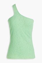 Rejina Pyo Green Nina One Shoulder Ribbed Cotton Tank Top