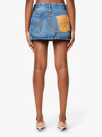Mini-jupe en jean à grand logo Jean Paul Gaultier Haute Jeanerie